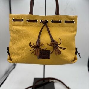 Vintage Dooney and Bourke Yellow Leather Tote Bag